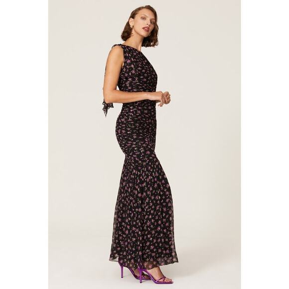 Shoshanna Black and Pink One-Shoulder Maxi Dress - Picture 2 of 13